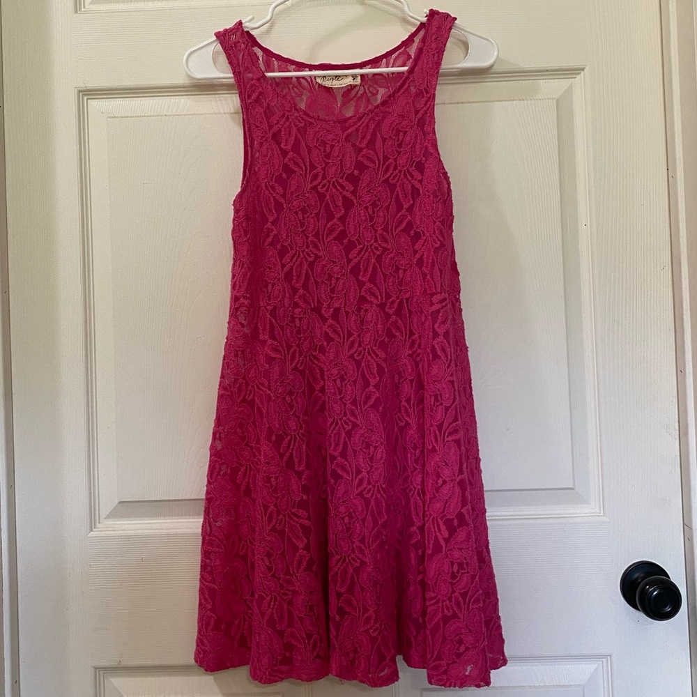 Free People dark pink lace dress and slip.